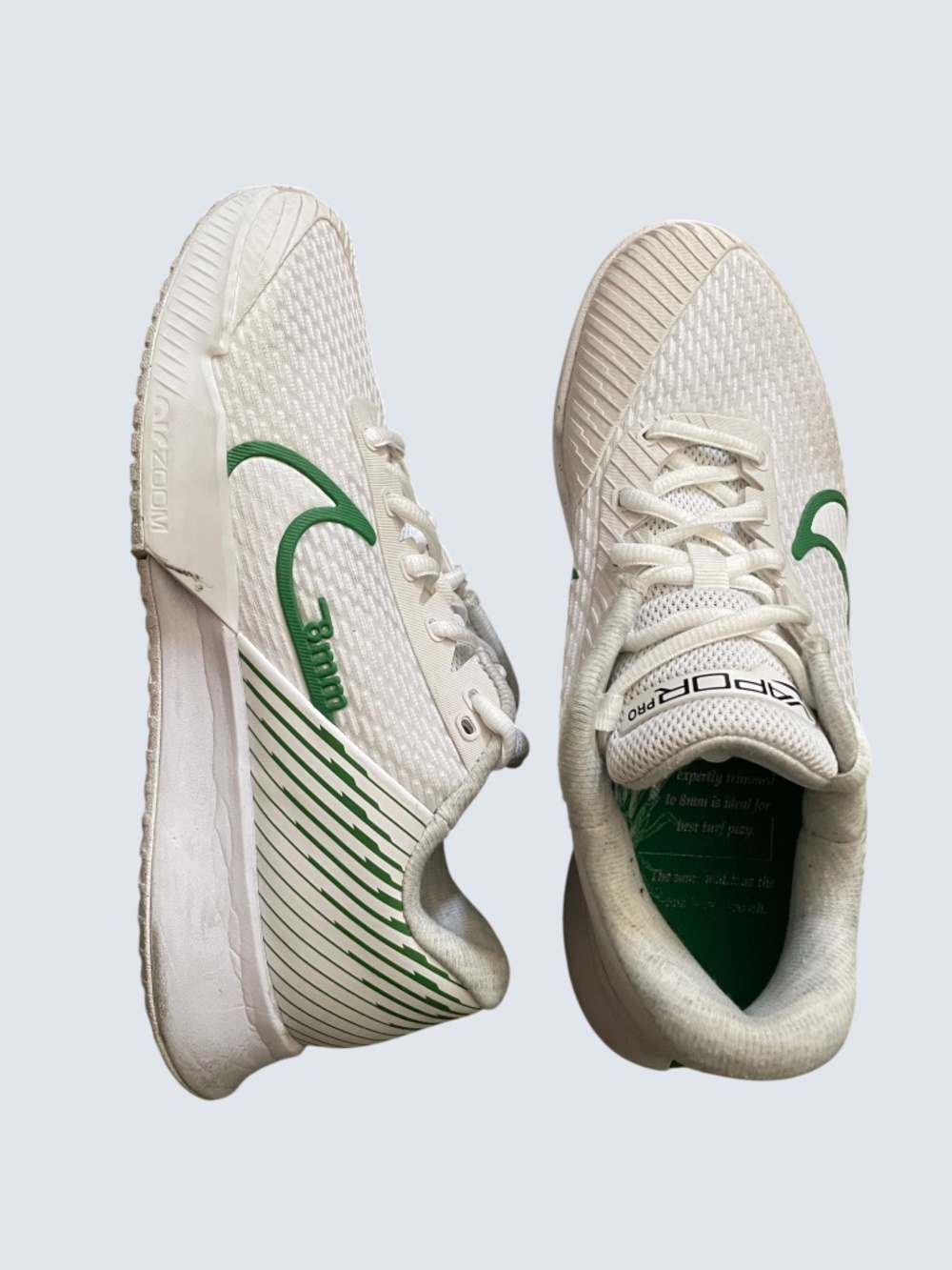 Nike Court Air Zoom Pro 8mm Women's Off White Green Tennis Shoes Size 7.5